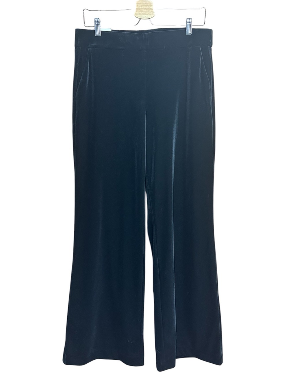 White House Black Market Black Velvet Wide Leg Pull On Pants